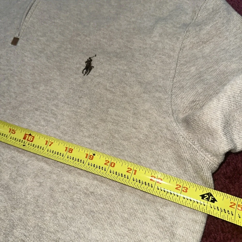 Polo Ralph Lauren Sweater Mens XL Cream Long Sleeve Quarter Zip Pullover Pony